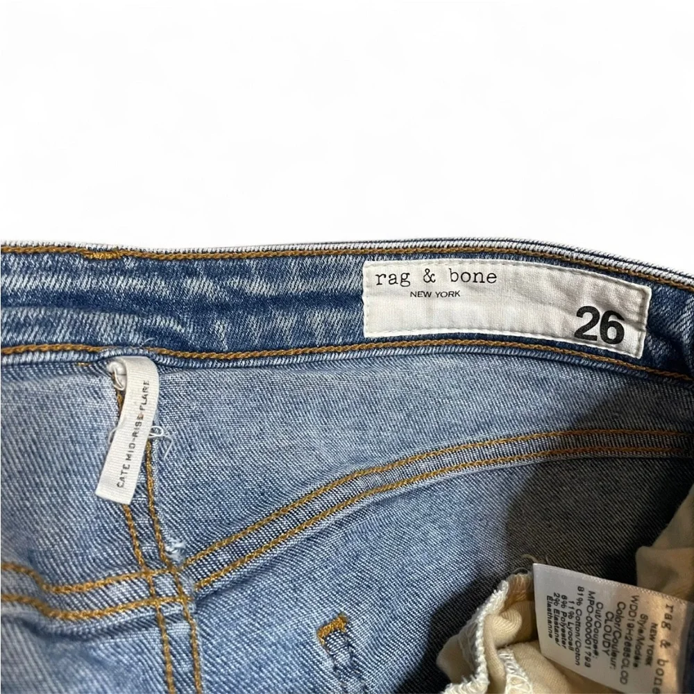 Rag & Bone Cate Mid-Rise Flare Light Wash Jeans Size 26 - Picture 4 of 6